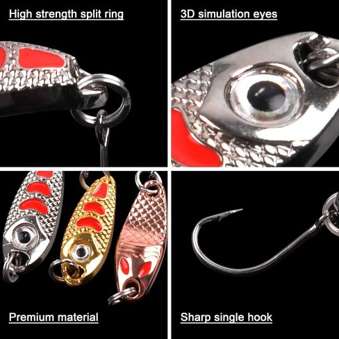 12PCS Fishing Spoons Trout Fishing Colorful Hard Metal Spinner Baits Fishing Jig Spoon Lures Kit with Tackle Box in Saudi Arabia