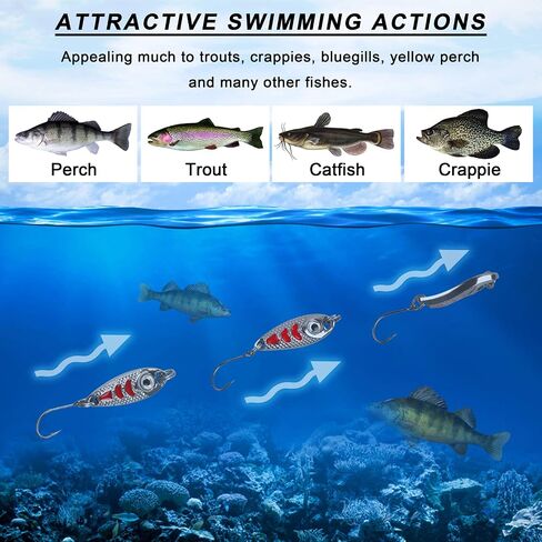 12PCS Fishing Spoons Trout Fishing Colorful Hard Metal Spinner Baits Fishing Jig Spoon Lures Kit with Tackle Box in Saudi Arabia