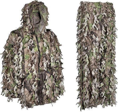 North Mountain Gear Woodland Camo Ghillie Suit 3D Leaf with Zippers and Pockets in Kuwait
