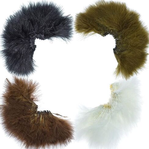 The Fly Fishing Place Fly Tying Materials - Select Strung Long Spey Marabou Master Pack - 4 Colors - White Dark Brown Sculpin Olive Black in Saudi Arabia