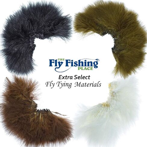 The Fly Fishing Place Fly Tying Materials - Select Strung Long Spey Marabou Master Pack - 4 Colors - White Dark Brown Sculpin Olive Black in Saudi Arabia