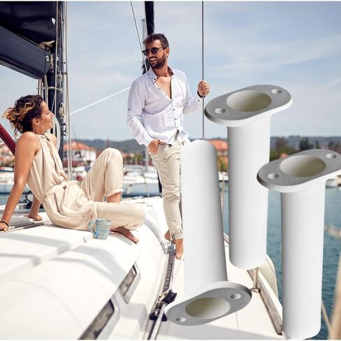 Norsea Fishing Rod Holder White Plastic with UV Resistant 90 Degree Flush Mount 4PCS for Yacht and Boats in Kuwait