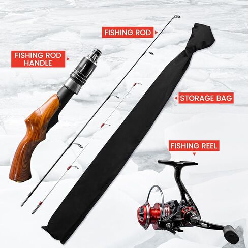 Tuxedo Sailor Ice Fishing Rod, Reinforced Fiber/Ultra-Light Material Pole - Detachable Design- Suitable for Outdoor Fishing/Ice Fishing. in Kuwait