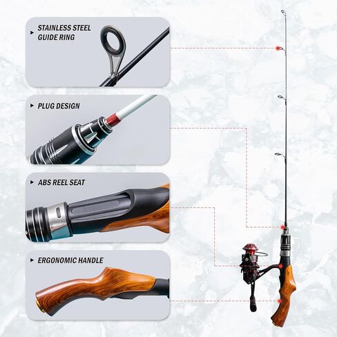 Tuxedo Sailor Ice Fishing Rod, Reinforced Fiber/Ultra-Light Material Pole - Detachable Design- Suitable for Outdoor Fishing/Ice Fishing. in Kuwait