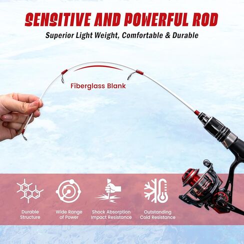 Tuxedo Sailor Ice Fishing Rod, Reinforced Fiber/Ultra-Light Material Pole - Detachable Design- Suitable for Outdoor Fishing/Ice Fishing. in Kuwait