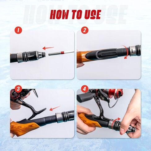 Tuxedo Sailor Ice Fishing Rod, Reinforced Fiber/Ultra-Light Material Pole - Detachable Design- Suitable for Outdoor Fishing/Ice Fishing. in Kuwait
