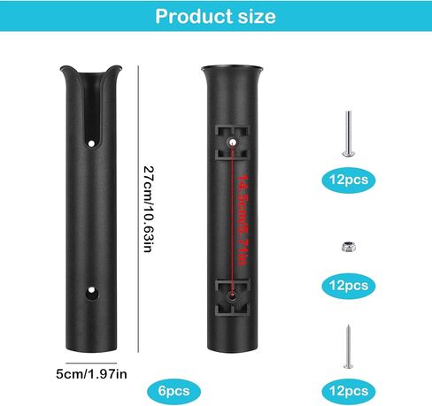 أنبوب حامل صنارة الصيد: 6 عبوات من أنبوب حامل قضيب القارب، أنبوب حامل أداة تثبيت جانبي القارب المحمول مع براغي حامل قضيب الصيد سهل التركيب in Kuwait