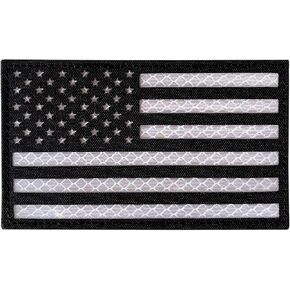 3x5 Large Reflective US USA American Flag Tactical Patches Hook-Fastener Backing (5" Width x 3" Height) (Black-Red) in Kuwait