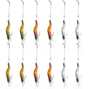 Fishing Shrimp Lures Artificial Silicone Soft Bait Set Luminous Swimbait Shrimp Fishing Lure with Hooks Fishing Tackle Freshwater/Saltwater in Kuwait