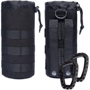 Novemkada Water Bottles Pouches - 1000D Tactical Molle Drawstring 32OZ Hydration Carrier Bag