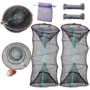 2PCS or 1PCS crab trap fish trap minnow trap lobster trap crab pot net traps crab snare; crawfish catfish shrimp bait trap;crabbing equipment blue crabs lobster Portable Collapsible Trap