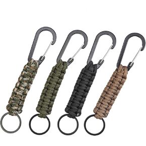 تكروجسيس 4 سلاسل مفاتيح باراكورد سلسلة مفاتيح عسكرية مضفرة حبل سلسلة مفاتيح متعددة الاستخدامات مجموعة النجاة للصيد، بني، L, بني, Large in Kuwait
