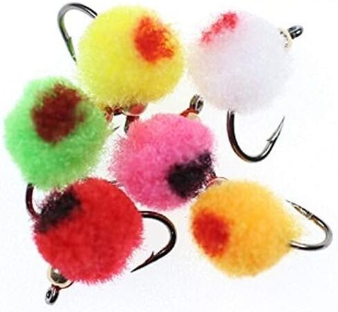 طقم أدوات صيد السمك من ZZWIF بنمط السلمون المرقط على شكل بيضة تطير وسمك السلمون المرقط من الفولاذ المقاوم للصدأ لصيد السمك مع ذباب جاف، مجموعة # 12 خطاف قوي للغاية 12 قطعة in Kuwait