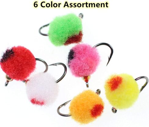 طقم أدوات صيد السمك من ZZWIF بنمط السلمون المرقط على شكل بيضة تطير وسمك السلمون المرقط من الفولاذ المقاوم للصدأ لصيد السمك مع ذباب جاف، مجموعة # 12 خطاف قوي للغاية 12 قطعة in Kuwait