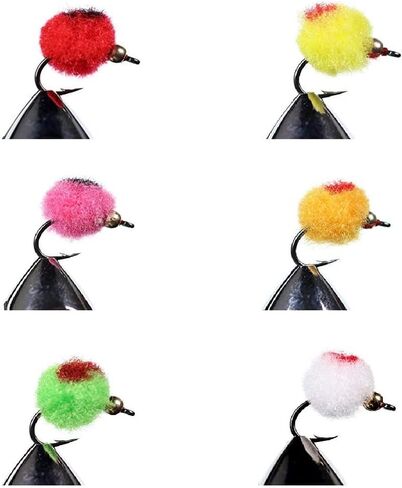 طقم أدوات صيد السمك من ZZWIF بنمط السلمون المرقط على شكل بيضة تطير وسمك السلمون المرقط من الفولاذ المقاوم للصدأ لصيد السمك مع ذباب جاف، مجموعة # 12 خطاف قوي للغاية 12 قطعة in Kuwait