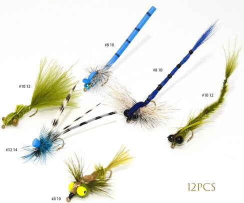 Outdoor Planet Favorite Fly Fishing Flies Assortment | Dry, Wet, Nymphs, Streamers, Wooly Buggers, Hopper, Caddis | Trout, Steelhead, Bass Fishing Lure Set in Kuwait
