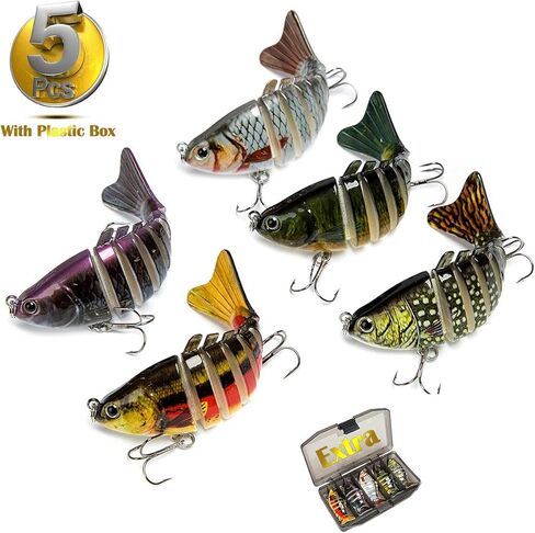 طُعوم الصيد من LUITON 5 قطع لطُعوم السباحة متعددة المفاصل والبحر البطيء في المغسلة البطيئة ومياه البحر المالحة وصيد السمك (علبة معالجة مجانية) in Kuwait