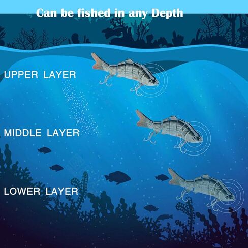 طُعوم الصيد من LUITON 5 قطع لطُعوم السباحة متعددة المفاصل والبحر البطيء في المغسلة البطيئة ومياه البحر المالحة وصيد السمك (علبة معالجة مجانية) in Kuwait