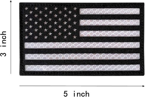 3 × 5 رقع تكتيكية كبيرة عاكسة للضوء بعلم الولايات المتحدة الأمريكية والولايات المتحدة الأمريكية ومثبت خطاف (عرض 5 بوصات × ارتفاع 3 بوصات) (أسود-أحمر) in Kuwait