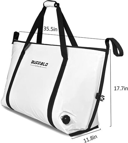Buffalo Gear Insulated Fish Cooler - 27.5QT 58QT Waterproof Flat Bottom Bag, Leakproof and Fishing Kill Bag in Kuwait