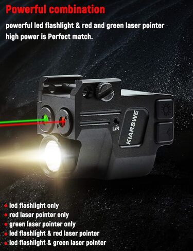 مجموعة إضاءة ليزر مقاومة للصدمات من Kiarswe، مجموعة ضوء ليزر أخضر 500 لومن، شعاع ليزر أحمر أخضر قابل لإعادة الشحن عبر USB in Kuwait