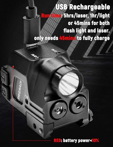 مجموعة إضاءة ليزر مقاومة للصدمات من Kiarswe، مجموعة ضوء ليزر أخضر 500 لومن، شعاع ليزر أحمر أخضر قابل لإعادة الشحن عبر USB in Kuwait