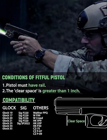 مجموعة إضاءة ليزر مقاومة للصدمات من Kiarswe، مجموعة ضوء ليزر أخضر 500 لومن، شعاع ليزر أحمر أخضر قابل لإعادة الشحن عبر USB in Kuwait