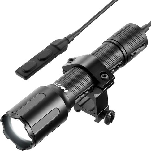 مصباح يدوي هيرام أورورا 3000 لومن تكتيكي مع 465 ياردة. الوصول، ضوء بندقية زوومابلي مع 5 مستويات ووضع ستروب، IP68 WML مع حلقات تثبيت الدراجة والبندقية، ضوء بندقية LED عالي التحمل للبيكاتيني in Kuwait