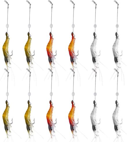Fishing Shrimp Lures Artificial Silicone Soft Bait Set Luminous Swimbait Shrimp Fishing Lure with Hooks Fishing Tackle Freshwater/Saltwater in Kuwait