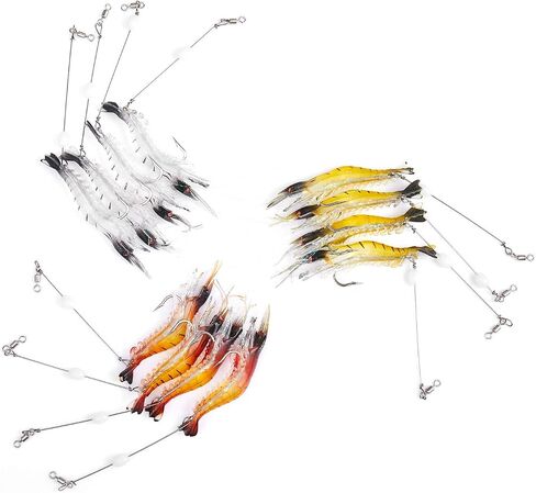 Fishing Shrimp Lures Artificial Silicone Soft Bait Set Luminous Swimbait Shrimp Fishing Lure with Hooks Fishing Tackle Freshwater/Saltwater in Kuwait
