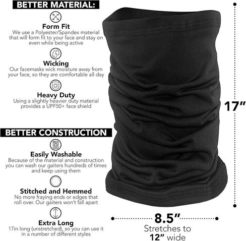 WindRider UPF 50+ Sun Protection Neck Gaiter for Fishing, Biking, Skiing: Elevate Your Outdoor Experience with SunShield Pro (Black) in Kuwait