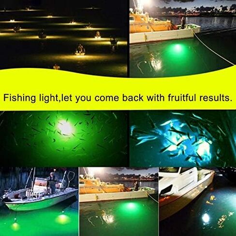 RTNLIT 12V 15W LED Fishing Light, Underwater 108 LEDs Fish Finder Lamp, Submersible Night Fishing Lure Bait Finder Attracts Crappie/Prawns/Squid/Krill, IP68 with 5M Power Cord and Battery Clip in Saudi Arabia