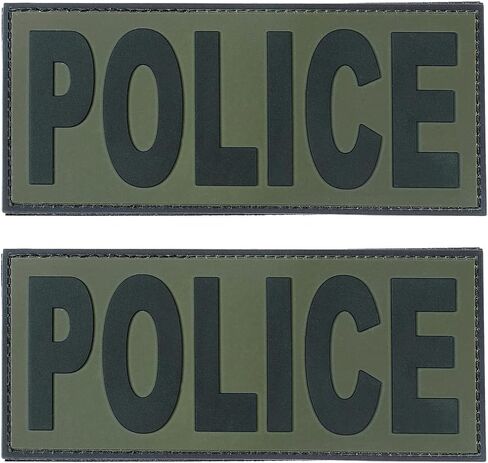 SdTacDuGe PVC مثبت خطاف للشرطة للسترة العسكرية التكتيكية القتالية لمعدات إنفاذ القانون (قاعدة خضراء مع نص أسود، 7x3 بوصة، 2 حزمة) (7 بوصة * 3 بوصة، أخضر حارس وأسود) in Kuwait