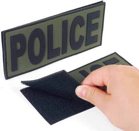 SdTacDuGe PVC مثبت خطاف للشرطة للسترة العسكرية التكتيكية القتالية لمعدات إنفاذ القانون (قاعدة خضراء مع نص أسود، 7x3 بوصة، 2 حزمة) (7 بوصة * 3 بوصة، أخضر حارس وأسود) in Kuwait