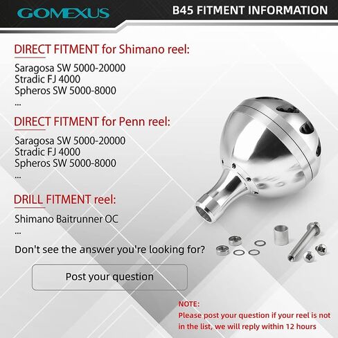 GOMEXUS Power Knob Compatible for Shimano Stradic FK 5000 Saragosa SW Direct Talica Tekota SpeedMaster Drill Fitment Saltwater Reel Knob 45mm Metal in Saudi Arabia