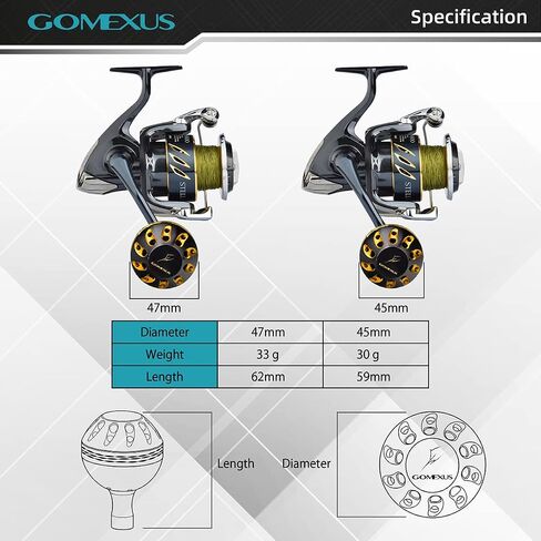 GOMEXUS Power Knob Compatible for Shimano Stradic FK 5000 Saragosa SW Direct Talica Tekota SpeedMaster Drill Fitment Saltwater Reel Knob 45mm Metal in Saudi Arabia