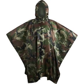 Tongcamo Camouflage Rain Poncho Waterproof 210T Ripstop Hooded Raincoat for Hunting Camping Marine Tent Shelter in Kuwait