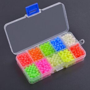 AGOOL Fishing Beads Assorted Set, 1000pcs Float Glow Fishing Rig Beads 5mm Round Fishing Line Beads Luminous Fishing Bait Eggs Fishing Beads Lure Tackle for Saltwater Freshwater Fishing