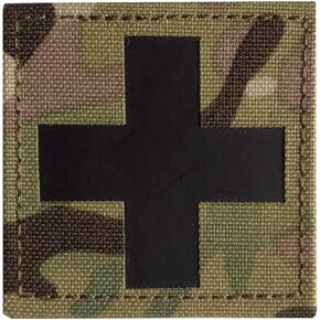 2x2 inch Coyote Brown Tan Infrared IR Reflective Medic Red Cross MED Medical EMS EMT Tactical IFAK Patch with Hook/Loop (Coyote Brown)