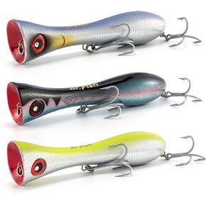Dr.Fish Popper Saltwater Fishing Lures, 8 Inches GT Popper VMC Treble Hooks Surf Fishing Lures for Striper Tuna Barracuda Mackerel Snapper Bluefish Pencil Plugs Offshore in Kuwait