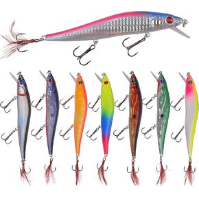 Fishing Lures Kit Crankbait Minnow Hard Bait Set Deep Diving Jerkbait Swimbait Popper Pencil Walleye Lures Artificial Fishing Bait for Bass Trout Redfish Saltwater Freshwater Fishing Lure in Kuwait