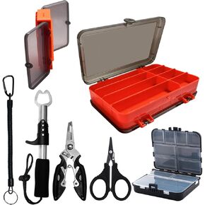 bumnay Fishing Tool Kit - Fishing Pliers Fish Lip Gripper,Muti-Function Fish Hook Remover, Fishing Tackle Boxes, Fly Fishing Tools Set Gift for Men in Kuwait