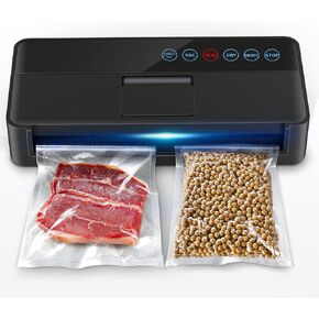 ماكينة ختم الطعام vsdk، ماكينة حفظ الطعام الأوتوماتيكية لحفظ الطعام مع أكياس مانعة للتسرب، أوضاع الطعام الرطبة الجافة، أضواء مؤشر LED، تصميم مدمج، ماكينة حفظ الطعام الأوتوماتيكية بالكامل 95 كيلو باسكال - أسود in Kuwait