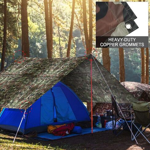 Tongcamo Camouflage Rain Poncho Waterproof 210T Ripstop Hooded Raincoat for Hunting Camping Marine Tent Shelter in Kuwait