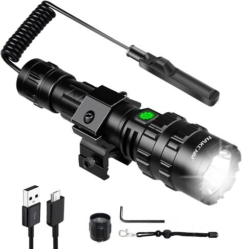 WishDeal 2 في 1 L2 مصباح يدوي LED مع طاقة قابلة لإعادة الشحن، حامل السكك الحديدية Picatinny واللمس 1285 1285 in Saudi Arabia