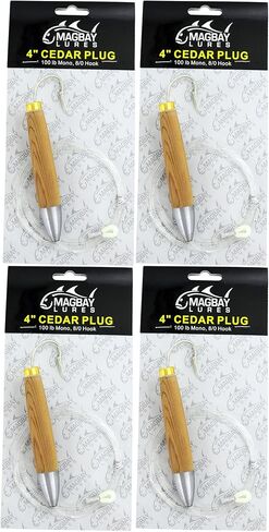 MagBay Lures 4" Custom Cedar Plugs Rigged and Ready Tuna Plugs - 4 Pack in Saudi Arabia