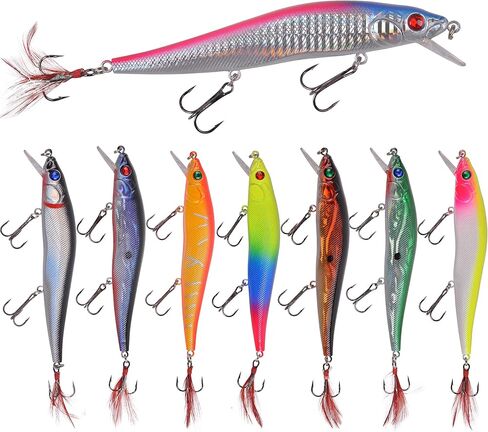 Fishing Lures Kit Crankbait Minnow Hard Bait Set Deep Diving Jerkbait Swimbait Popper Pencil Walleye Lures Artificial Fishing Bait for Bass Trout Redfish Saltwater Freshwater Fishing Lure in Kuwait