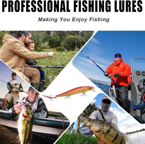 Fishing Lures Kit Crankbait Minnow Hard Bait Set Deep Diving Jerkbait Swimbait Popper Pencil Walleye Lures Artificial Fishing Bait for Bass Trout Redfish Saltwater Freshwater Fishing Lure in Kuwait