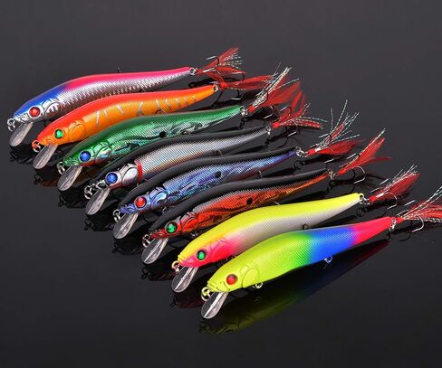 Fishing Lures Kit Crankbait Minnow Hard Bait Set Deep Diving Jerkbait Swimbait Popper Pencil Walleye Lures Artificial Fishing Bait for Bass Trout Redfish Saltwater Freshwater Fishing Lure in Kuwait