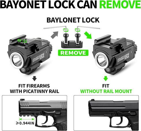 COSMOING Green Laser Light Combo, 800 Lumen USB Rechargeable Gun Flashlight Laser Sight Combo with Strobe Function for Pistol Handgun Rifles with Picatinny Rail Mount in Kuwait